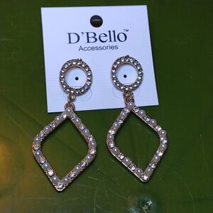 D'Bello Pearl Rhinestone Dangle Earrings